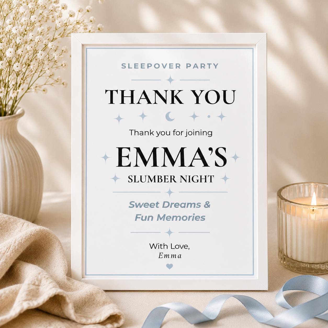 Sleepover Party Thank You Card preview 2
